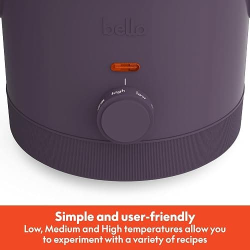 bella 1.5 Qt Slow Cooker with 3 Heat Manual Control, Ceramic Nonstick Coating, Dishwasher Safe Stoneware Pot and Tempered Glass Lid, Tangle Free Cord Wrap & Cool Touch Handles, Plum thumbnail 5