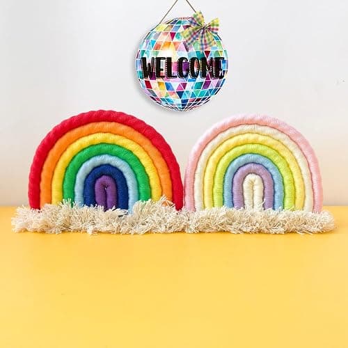 OLMIXA Colorful Disco Ball with Bow Wooden Hanging Sign (11.4x11.7inch), Disco Ball Welcome Door Hanger Sign, Shiny Welcome Sign for Dance Party Girl Bedroom Apartment Classroom Decor thumbnail 6