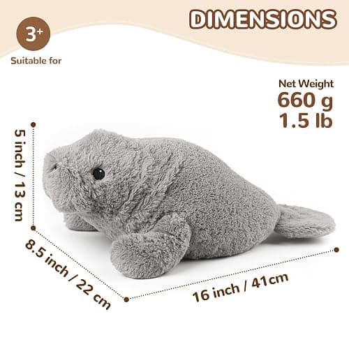 Manatee Stuffed Animals, Microwavable Stuffed Animal Adorable Fluffy Manatee Plush for Warmth Comfort, Heatable Coolable Lavender Scent Toy, Cute Soft Plushie Gift for Kids Adult & Children Boys Girls thumbnail 3