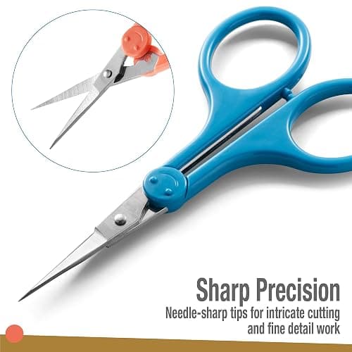 Beaditive High Precision Detail Scissors Set (2-Pc) Sharp, Fine Tips | Paper Cutting, Scrapbooking, Sewing, Crafting | Stainless Steel | Protective Cover (Mid Century) thumbnail 5