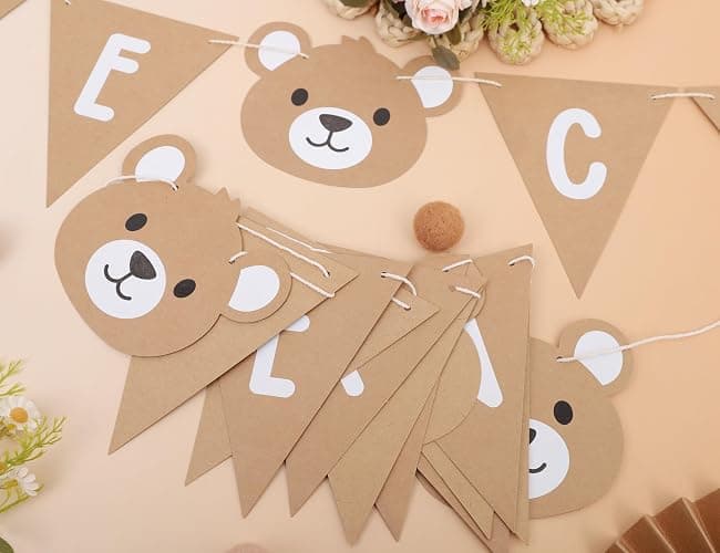 We Can Bearly Wait Banner - Bear First Party Decoration,Bear 1st Birthday Banner,Bear Gender Reveal Decorations (we can bearly wait) thumbnail 9