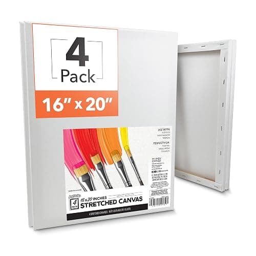 ArtSkills Stretched Canvases for Painting, 16x20 Canvas Painting Supplies for Artists, Blank Canvas Pack, 4-Pack - Image 1