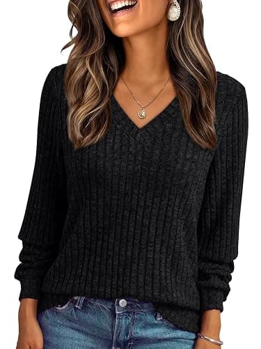 AUTOMET Womens V Neck Long Sleeve Shirt Fall Fashion Tops Tunic Dressy Casual Sweater Clothes Cute Trendy Work Outfits 2025 - Image 1