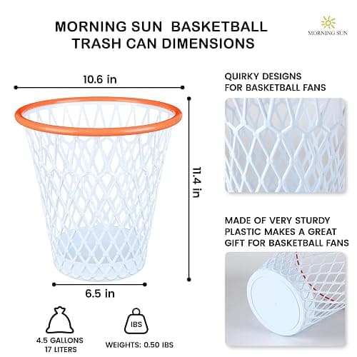 2 PCS Basketball Trash Can,Wastebasket,Basketball gift,4.5 Gallon,Size11"x11"x12"Basketball Hoop,Basketball Holder display,Garbage Can,Basketball Net Waste Basket for Office,Bedroom,Gym,Sport party thumbnail 2