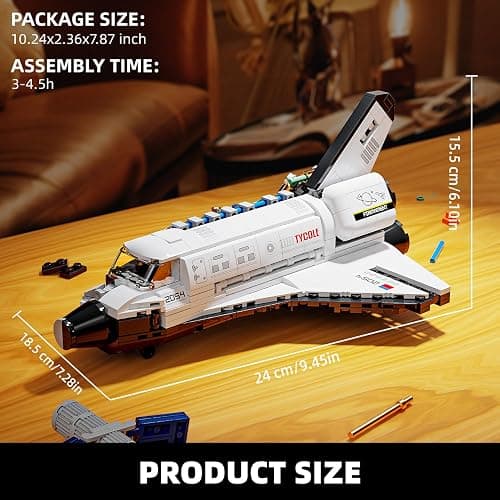 TYCOLE Space Shuttle Building Block Set -Spaceship Building Toy with Stretchable Satellite, Translucent Design Collection for Home Office Decor, Christmas Birthday Gift for Adults & Boys 8-12 (536PCS) thumbnail 2