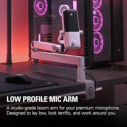 Elgato Wave Mic Arm LP White - Premium Low Profile Microphone Arm with Cable Management, Desk Clamp, Versatile Mounting and Fully Adjustable, perfect for Podcast, Streaming, Gaming, Home Office thumbnail 2
