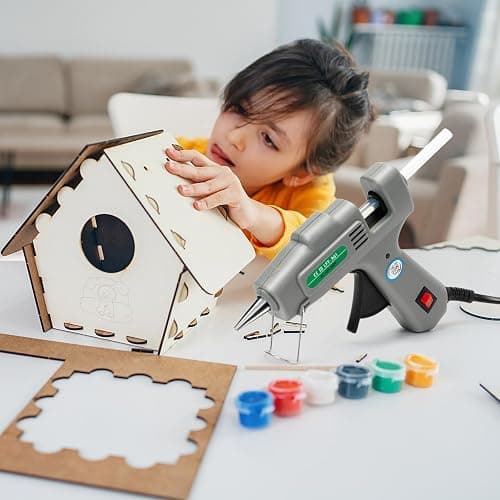 SHJADE Hot Glue Gun with 30 Glue Sticks, 20W Mini Hot Melt Gun Kit(Grey) | Fast Preheating, Ideal for School Crafts, DIY Arts, and Quick Home Repairs, Compact, Suitable for 0.27" Glue Sticks thumbnail 2
