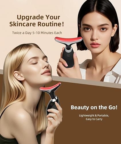 ELISHINE Red-Light-Therapy-for-Face and Neck, 7 Color Light Based Facial Massager, Portable Skin Care Tool (Black) thumbnail 7
