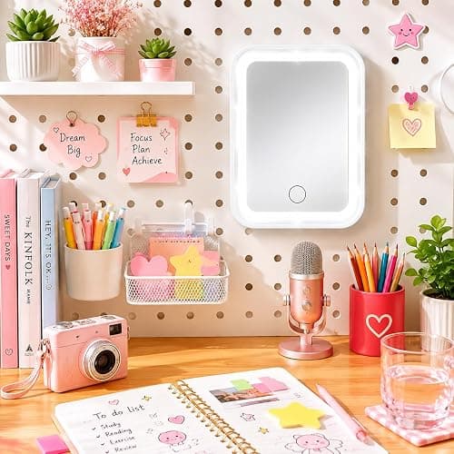 Gosodeny White Locker Light up Mirror Magnetic Makeup Mirror Dimmable Touch Screen School Locker Accessories for Girls Back to School Essential Organizer Supply for Daily Makeup Grooming thumbnail 2