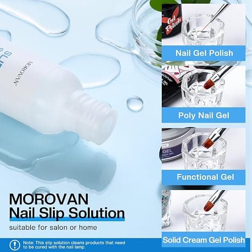 Morovan Poly Gel Slip Solution Kit: 4oz Slip Solution Liquid for Poly Gel Nails Dual-Ended Brush Pusher for Beginner thumbnail 5
