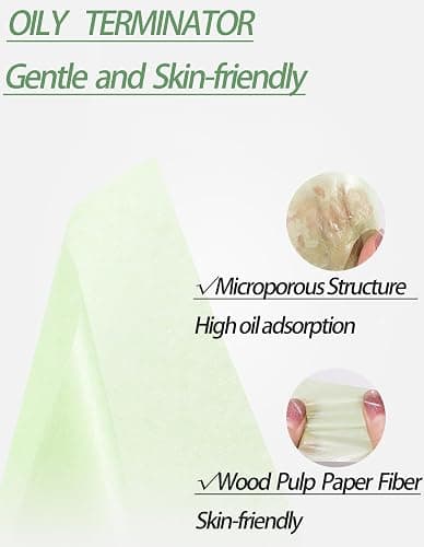 Oil Blotting Paper - 300 Sheets w/Mirror, Puff & Refills, Absorbs Excess Face Oil, Controls Shine, Gentle for Makeup Use thumbnail 6