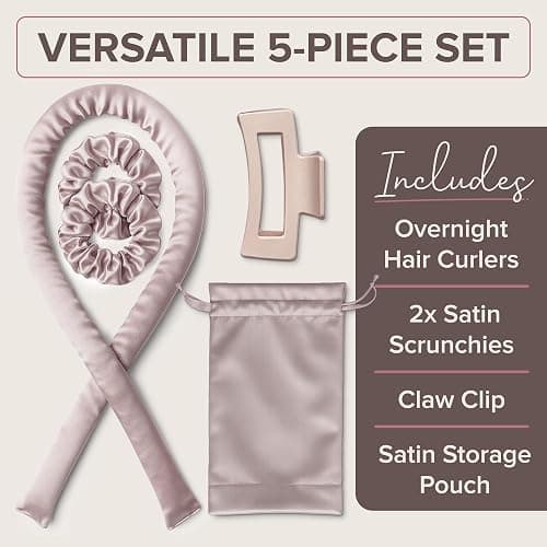 Heatless Curlers Set For Effortless Curls & Waves (5pc Set) NYK1 Satin Hair Curlers No Heat For Overnight Heatless Curls - 40" Curling Rods For Comfortable Easy Styling For All Hair Types And Lengths thumbnail 7