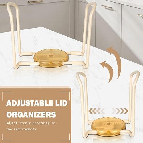 Yobonlab 3 Pack Adjustable Lids Organizer for Rubbermaid Brilliance Lids | Lid Organizers Inside Cabinet for Pyrex Snapware, Lids Holders Suitable for Storing Lids of Various Sizes（5.51in-8.27in） thumbnail 6