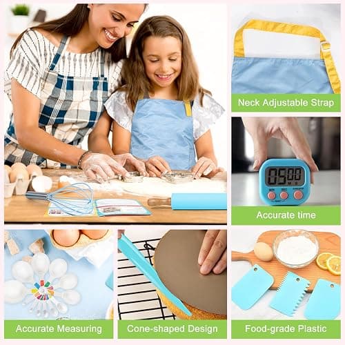 37PCS Kids Cooking Sets Real, Kids Cooking and Baking Gift Set with Storage Case Timer Kid Safe Knives Cutting Board, Toddler Real Kitchen Accessories, Birthday Gifts for Girls Boys Age 3 - 8 thumbnail 7