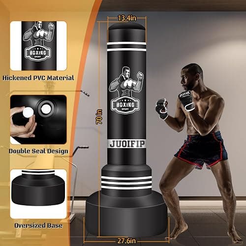 Freestanding Punching Bag for Adults, 70'' Boxing Bag with Stand Kicking Bag Heavy Bag with Boxing Gloves and Electric Air Pump, Women Men Kickboxing Bags for Beginners Training MMA Muay Thai Fitness thumbnail 2
