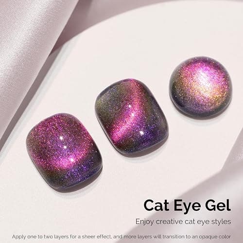 MelodySusie 9D Chameleon Cat Eye Gel Nail Polish, 0.5 Fl Oz Pink Glitter Holographic Magnetic Nail Polish with Magnet, UV Nail Polish for Nail Art Manicure Salon DIY at Home G1601 thumbnail 3
