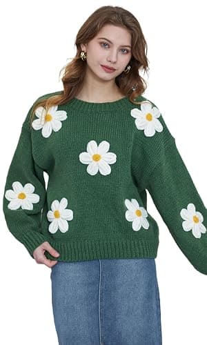 Migratory Bird Guide™ Floral Crewneck Long Sleeve Sweaters for Women 2024 Trendy - Image 1