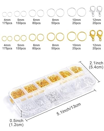 PP OPOUNT 65 Feet Jewelry Chains Necklace Chains 2 mm Jewelry Making Chains with 960 Pieces Jump Rings 40 Pieces Lobster Clasps Jewelry Making Tools (Gold, Silver Total in 65 Feet) thumbnail 3