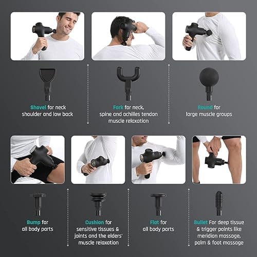 Mebak 3 Massage Gun, Massage Gun Deep Tissue for Athletes, Professional Muscle Percussion Massager, Massager for Shoulder Leg Back Body Pain Relief, Quiet Portable Sport Tool, Gifts for Him thumbnail 2
