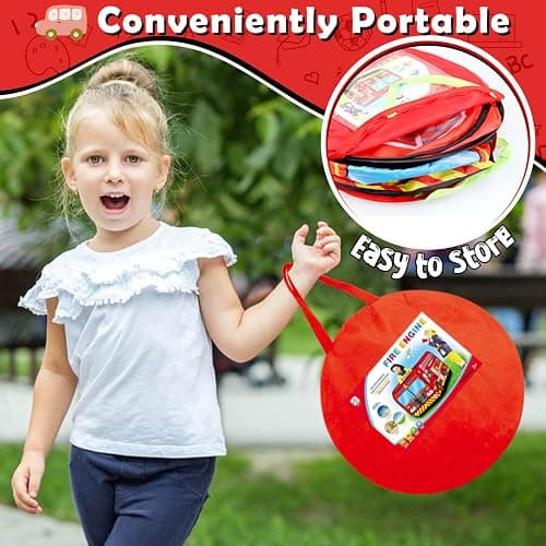 Britik Pop Up Play Tent for Kids Aged 3-5 Years Old Boys and Girls : Fire Truck Tent Playhouse Toy Play Tents for Toddlers 3-5 Kids Tent Indoor Outdoor Playhouse Toys for 3 + Year Old, Fire Truck thumbnail 5