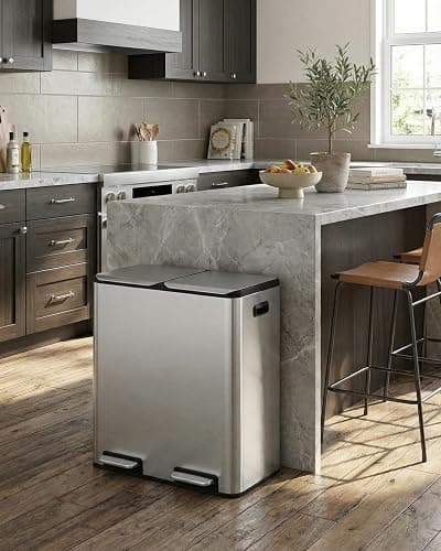 ComfyCorner 16 Gal (2 x 30 L) Dual Trash Can with Odor Control Box | Stainless Steel Kitchen Garbage Bin, Recycle Dustbin with Soft-Close Lid,Inner Buckets,Side Handle,Step Pedal,for Home Office thumbnail 9