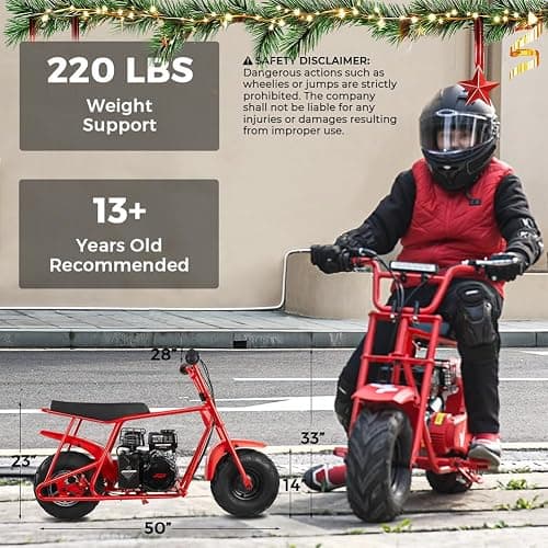 FRP Mini Dirt Bike GMB100, 99 CC Gas Powered Mini Bike 4 Stroke 3HP, Off Road for Kids and Adult, Trail Bike Up to 28 Mph, Weight Support Up to 220 LBS (RED) thumbnail 6