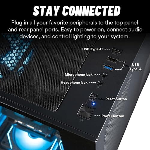Panorama Gaming Desktop PC (NVIDIA RTX 5060 Ti 8GB, AMD Ryzen 7 5700X Processor, 32GB DDR4 RAM, 2x512GB NVMe SSD, WiFi 6E, HDMI + DP, Windows 11 Pro) Best 2025 RGB Prebuilt Tower Computer for Gamers thumbnail 6