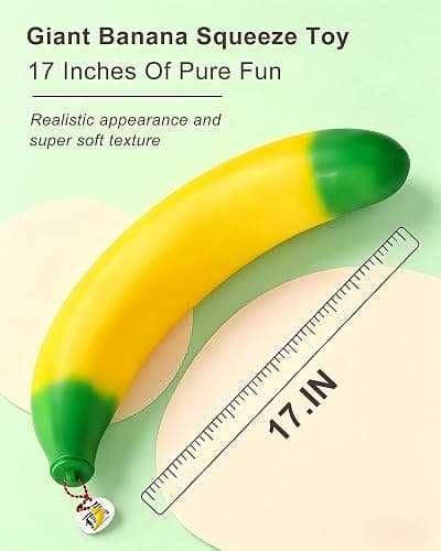 Giant Banana Squishy Toy, Soft Big Decompression Toy for Stress Relief and Enhancement for Work School thumbnail 2