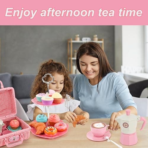Viwulute Afternoon Tea Toys Set Pretend Play Food Toys for Toddler Girls, Party Tea Playset Toy Gifts for 3 4 5 6 Year Old Girl Boy Kids Toddlers thumbnail 2