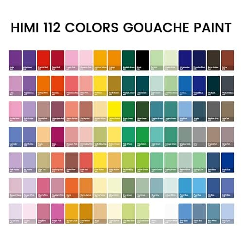 HIMI Gouache Paint Set, 112 Colors x 12g Twin Jelly Cup Design in Carrying Case, Non-Toxic Paint for Canvas and Paper, Perfect for Artists, Student, Opaque Painting (Black) thumbnail 4