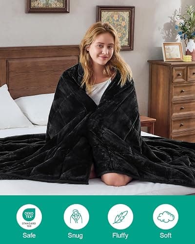 Super Fuzzy Soft Sherpa Fleece Weighted Blanket, 15 lbs Dual Sided Fluffy Heavy Weighted Blankets for Adults - No Bunching with Double Layers of Soft Inner Lining (60"x 80", 15 Pounds) thumbnail 7