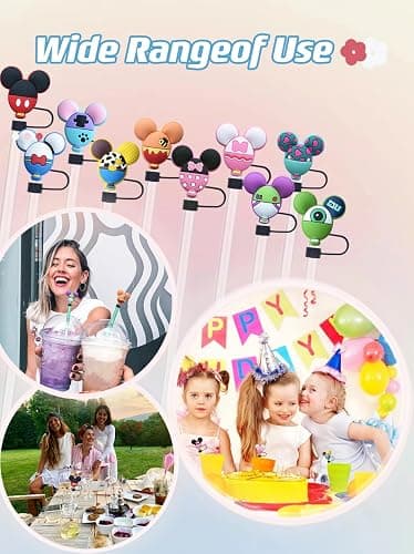 10PCS Funny Straw Cover Cap Compatible with Stanley for 30&40 Oz Cup 10 mm Drinking Straw Topper, Reusable Silicone Straw Covers, Cute Trumbler Cup Accessories (Mouse-1) thumbnail 4