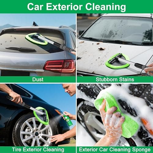 XINDELL Windshield Cleaner Tool – Upgrade Large Head Car Interior&Exterior Window Cleaning Kit with Extendable Handle & 4 Microfiber Pads, Auto Wiper Brush for Car, Trucks, SUVs, RVs & Home Windows thumbnail 5