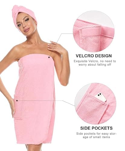 Kniffi Women's Spa Wrap & Hair Towel Body Wrap Adjustable Closure Bathrobe thumbnail 2