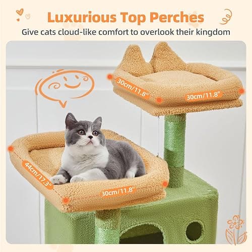 Taoqimiao Cactus Cat Tree, 71-Inch Cat Tower for Indoor Cats Large Adult, Multi-Level Large Cat Condo, 8 Sisal Scratching Posts, Metal Frame Cozy Hammock, Scratch Board, 2 Top Perches, MSC026L thumbnail 5