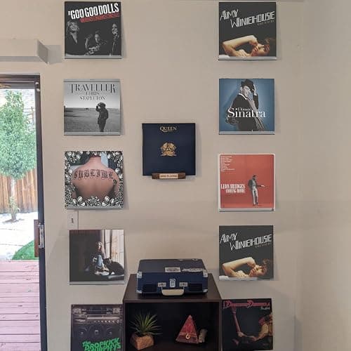 VIOOAL 12'' Vinyl Record Wall Mount, 8 Pack Vnyl Shelves,Record Wall Display(Clear) thumbnail 2