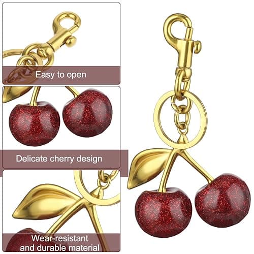 AOZUO Breloque de sac cerise, pendentif de sac cerise pour femme, porte clés pendentif pour sac à main, sacs, sacs à main, portefeuilles, sacs à dos, breloques de sac thumbnail 6