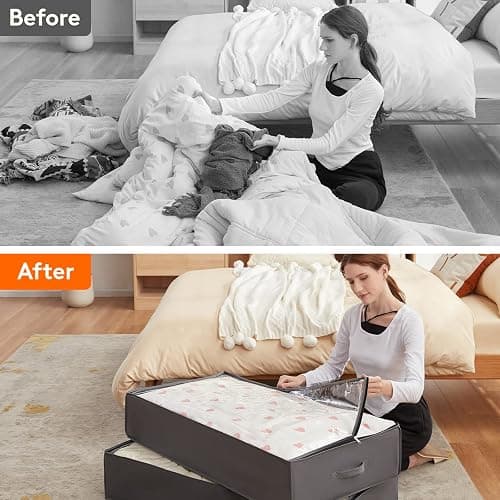 Lifewit 95L 4 Pack Under Bed Storage Containers, Large Capacity Blanket Storage Bags with Reinforced Handle, Organization and Storage for Comforters, Sheets, Clothes, Bedroom, College Dorm, Grey thumbnail 9