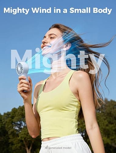 Aecooly Mighty Portable Fan, Powerful Handheld Fan, USB Rechargeable [10H Max Cooling Time], Mini Personal Battery Powered, Pocket for Travel, Summer, Gifts for Women, Girls -Blue thumbnail 2