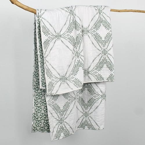 Levtex Home - Kemala Sage - Throw - Medallion - Sage, Cream - Throw Size 50x60in. - Cotton thumbnail 4