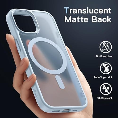 JETech Coque Magnétique pour iPhone 15 6,1 Pouces Compatible avec MagSafe, Etui Translucide Mat Arrière Housse Fine Antichoc (Dos Bleu) thumbnail 4