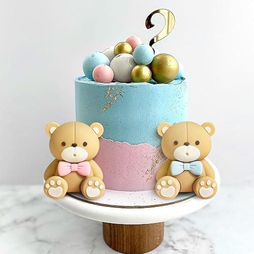 JeVenis Gender Reveal Kuchen Dekoration Gender Reveal Party Deko Junge oder Mädchen Tortendeko Babyparty Dekoration Teddybär Geburtstagstorte Deko thumbnail 2