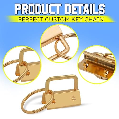 Uxney Key fob Hardware,30 PCS 1 Inch Key fob Keychain with Keychain Rings for Bag Webbing Wristlets Lanyards and Key Chain Making Hardware Supplies(Gold) thumbnail 3