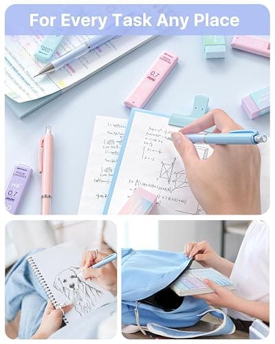 Four Candies Mechanical Pencil Set - 0.7mm (Medium Point), 6PCS Cute Pencils Mechanical with 360PCS (HB & 2B) Lead Refills & 12PCS Erasers & 1PCS Storage Case, Pastel Aesthetic Lead Pencils for School thumbnail 2