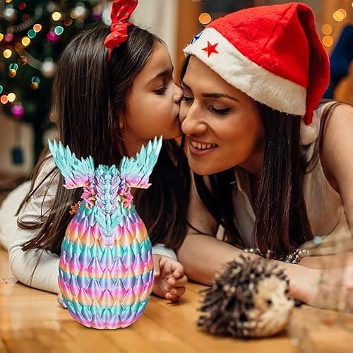 Mydhall 3D Printed Flying Dragon Egg with Articulated Dragon Inside – Toys&Gifts for Kids,Home Decor,Creative Ornaments,Birthday,Easter (Rainbow,Medium) thumbnail 7