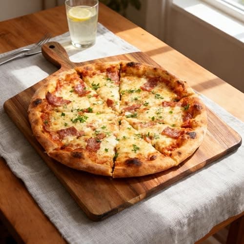 S310 Acacia Wood Cutting Board with Handle, Wooden Chopping Board for Meat, Cheese, Bread & Vegetables, Decorative Charcuterie Serving Board for Kitchen Cooking, Pizza & Party Dining, 17"x13" thumbnail 2