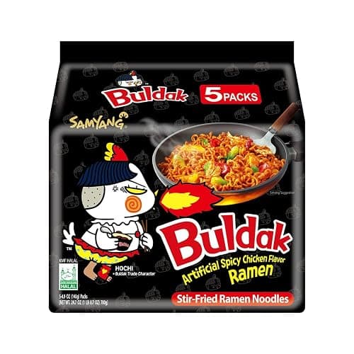 Samyang Buldak Spicy Ramen, Hot Chicken Ramen, Korean Stir-Fried Instant Noodle, Original, 1 Bag with 5 Pack - Image 1