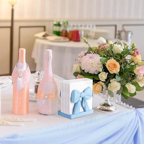 Chunful Blue Bow Napkin Holder Cute Kitchen Napkin Holder for Table Standing Paper Storage for Table Countertop Coquette Bow Gifts for Women Kitchen Dining Picnic thumbnail 5