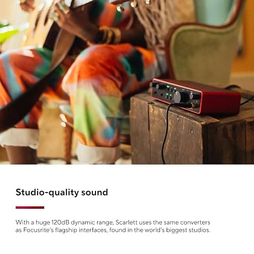 Focusrite Scarlett 2i2 4th Gen USB Audio Interface for Recording, Songwriting, Streaming and Podcasting — High-Fidelity, Studio Quality Recording, and All the Software You Need to Record thumbnail 4