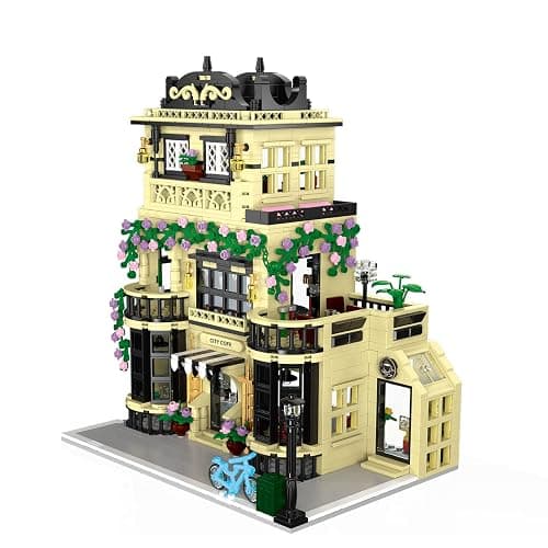 NEWRICE City Cafe Architecture Building Kit with LED Lights,3 Levels City Cafe Model Building Blocks Toy,for 12+Age Teen,Adult（1443 Pieces） thumbnail 5